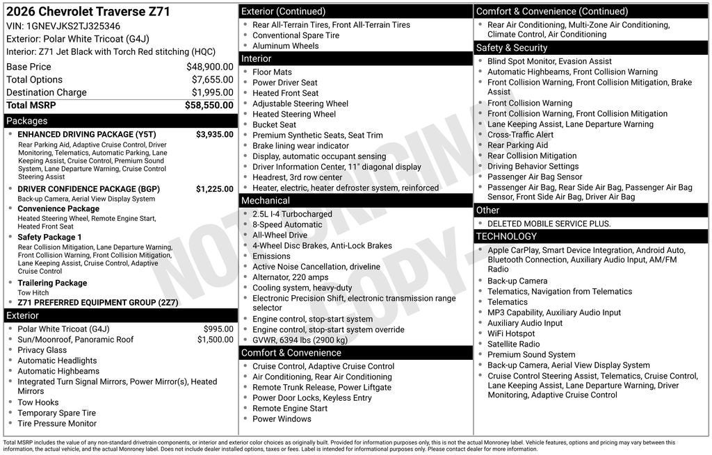 2026 Chevrolet Traverse Z71