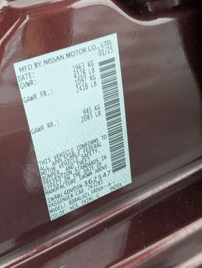 2025 Nissan Altima 2.5 SV