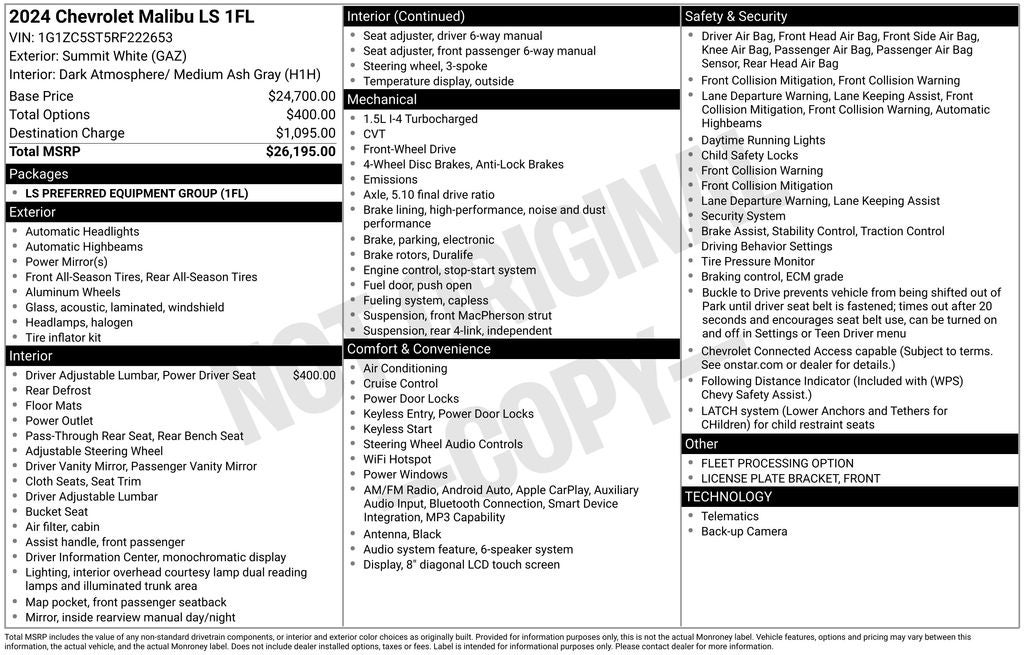 2024 Chevrolet Malibu LS 1FL