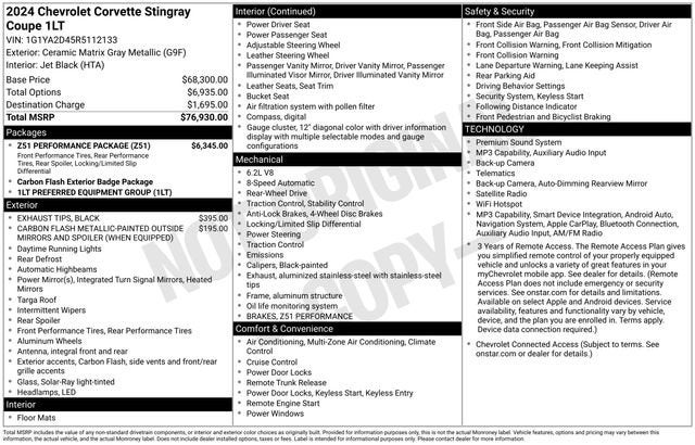 2024 Chevrolet Corvette Stingray 1LT