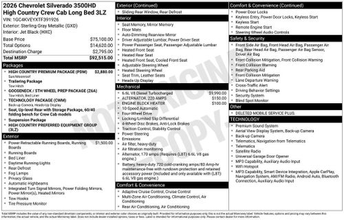 2026 Chevrolet Silverado 3500 HD High Country DRW