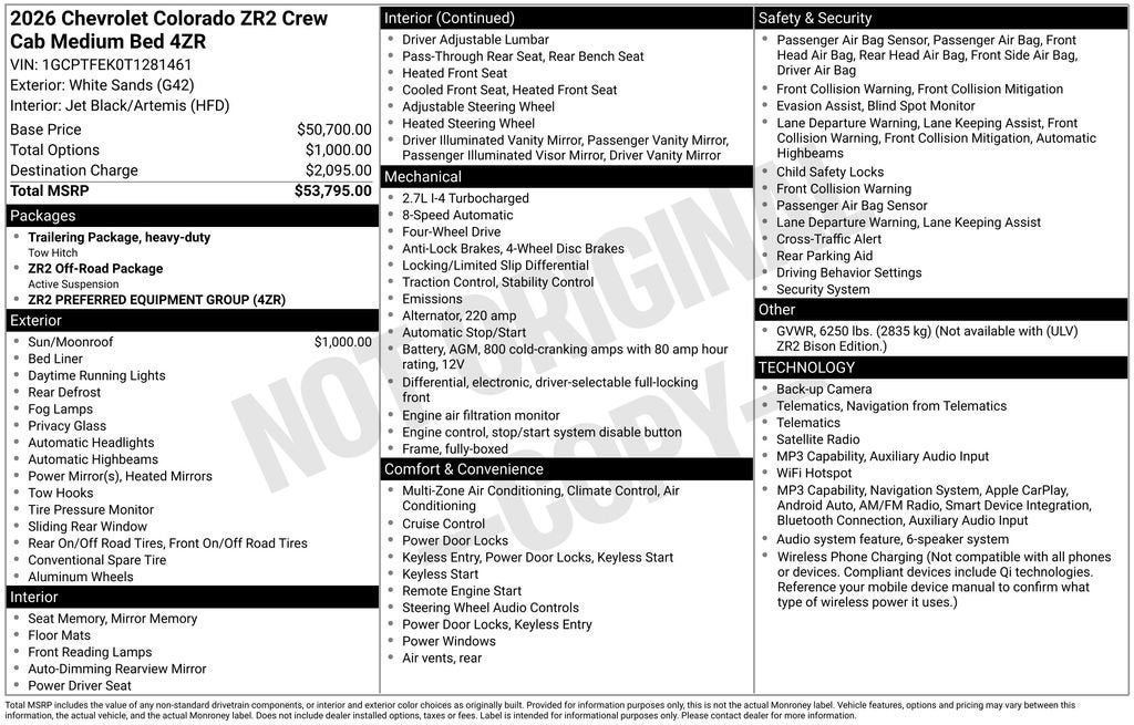 2026 Chevrolet Colorado ZR2