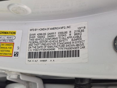 2019 Honda Accord Sedan EX-L 1.5T