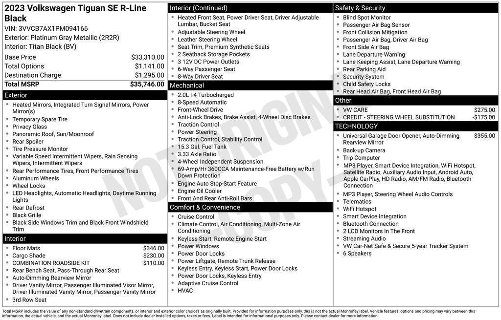 2023 Volkswagen Tiguan 2.0T SE R-Line Black